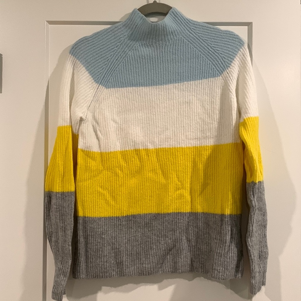 Halogen striped women’s mock neck sweater